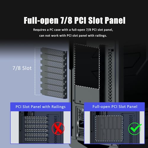GLOTRENDS PCIe 5.0 2-Slot GPU Vertical Mount Bracket, RTX5090(Ti) RX9070(XT) GPU Ready, Fully Open 7-Slot PCIe/PCI Bracket Panel for Installation - Image 4