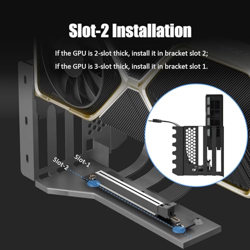 GLOTRENDS PCIe 5.0 2-Slot GPU Vertical Mount Bracket, RTX5090(Ti) RX9070(XT) GPU Ready, Fully Open 7-Slot PCIe/PCI Bracket Panel for Installation - Image 5