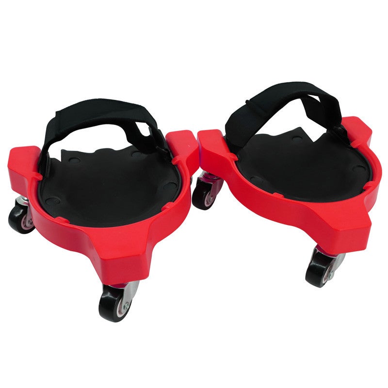 Generic Rolling Knee Pad universal wheel construction site tool universal wheel kneeling Pad kneeling floor tile tricycle Red Pair