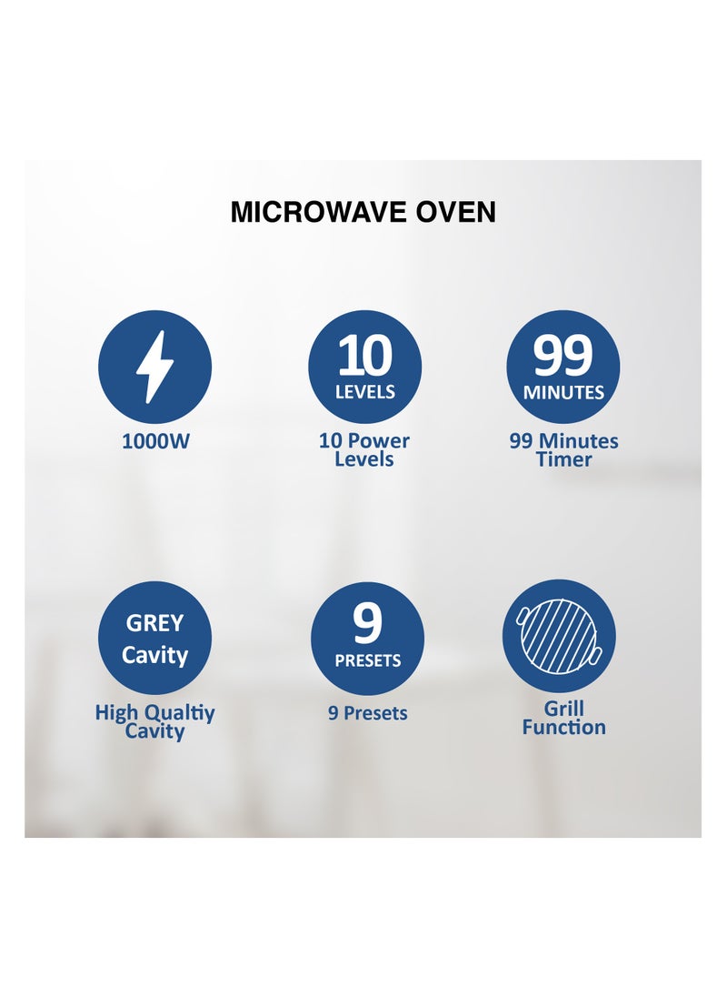 STAR TRACK STAR TRACK 25L Digital Microwave Oven ST-MW1000-DIB25, 850W Microwave Output, 1000W Grill Power, 10 Power Levels, Mirror Glass Door  - Image 2