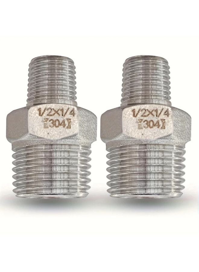 1 Pcs 1 2 To 1 4 Inch 304 Stainless Steel Hex Nipple Reducer Adapter Threaded Fitting - Image 2