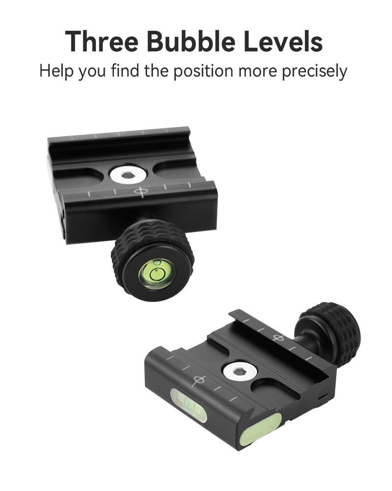 UTEBIT 50mm Arca Swiss Quick Release Plate, Aluminum QR Clamp Adapter Set with 3/8"&1/4" Screw Hole, Built-in Bubble Level Compatible with Manfrotto DSLR Camera Tripod Ball Head Monopod - Image 2