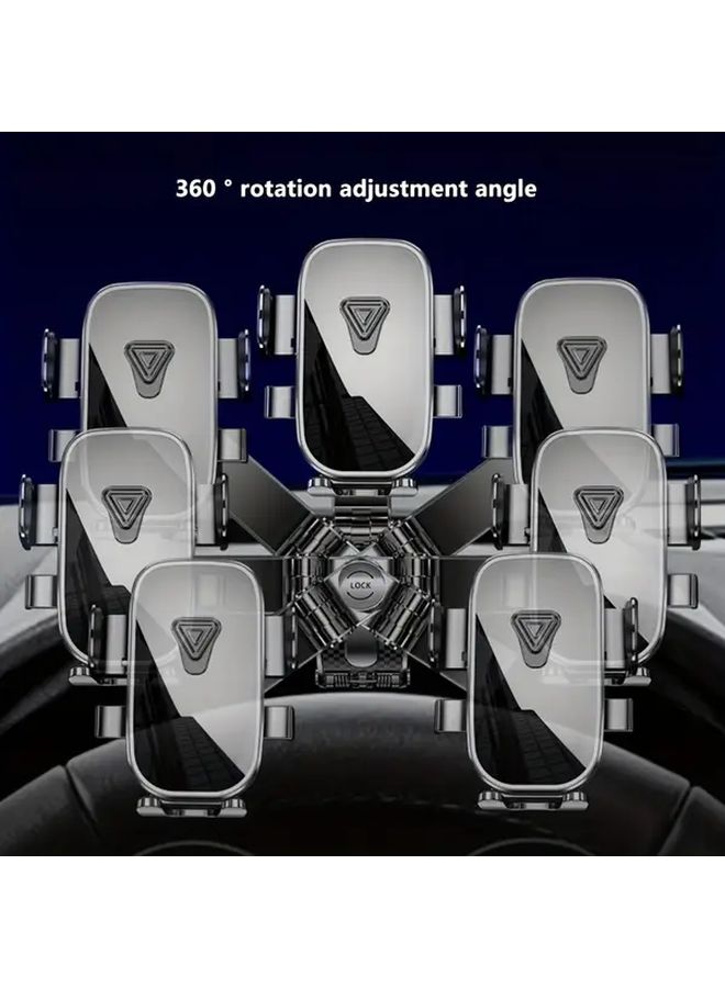 Mirror Black Rotating Car Phone Mount Shockproof ABS Carbon Fiber Texture Holder - Image 5