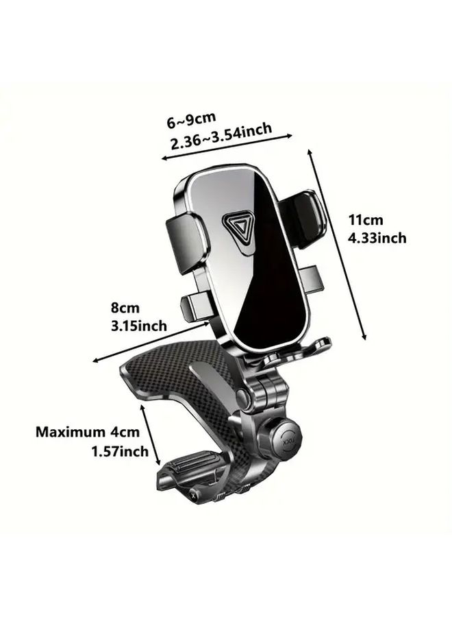 Mirror Black Rotating Car Phone Mount Shockproof ABS Carbon Fiber Texture Holder - Image 3