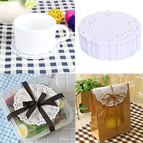 Adaamya� Lace Paper Doilies, Bulk for Desert, Tableware Decoration Placemats, Cake Packaging (100 Pieces) White (9.5") - Image 4