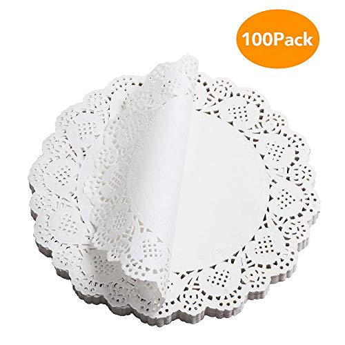 Adaamya� Lace Paper Doilies, Bulk for Desert, Tableware Decoration Placemats, Cake Packaging (100 Pieces) White (9.5") - Image 3
