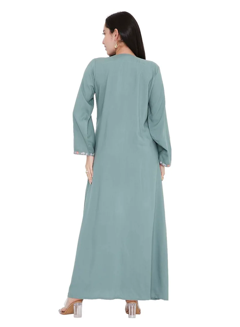 HANA & SARA UNIQUE THREAD EMBROIDERY LONG VISCOSE MODEST WEAR ARABIC FARASHA  JALABIYA DRESS