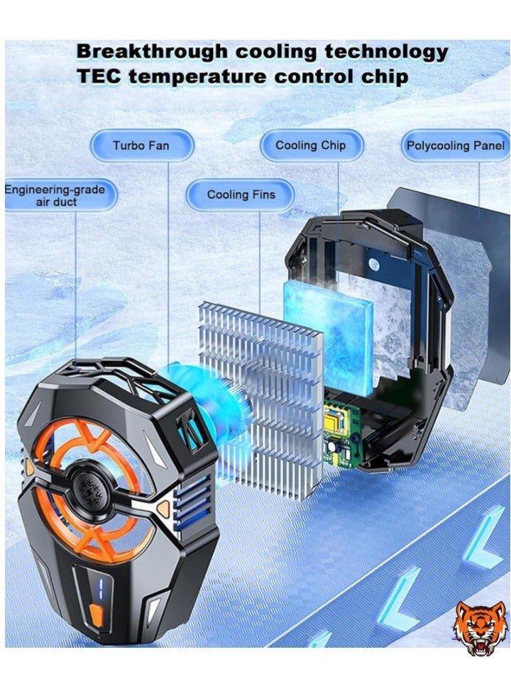 TIGER Portable Phone Cooler – Ultra-Light Mobile Cooling Fan for Continuous Freezing Performance, Ideal for Gaming & Live Streaming (Black J20)  - Image 2