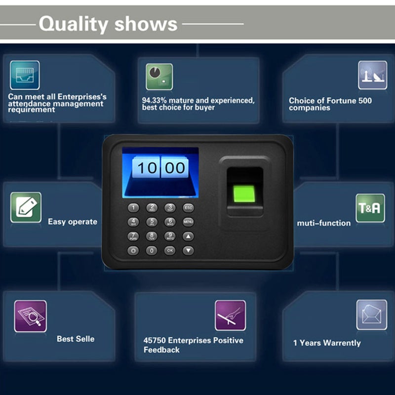 2.4'' TFT LCD Display Biometric USB Fingerprint Attendance Machine Software Password Employee Checking-in Reader - Image 5