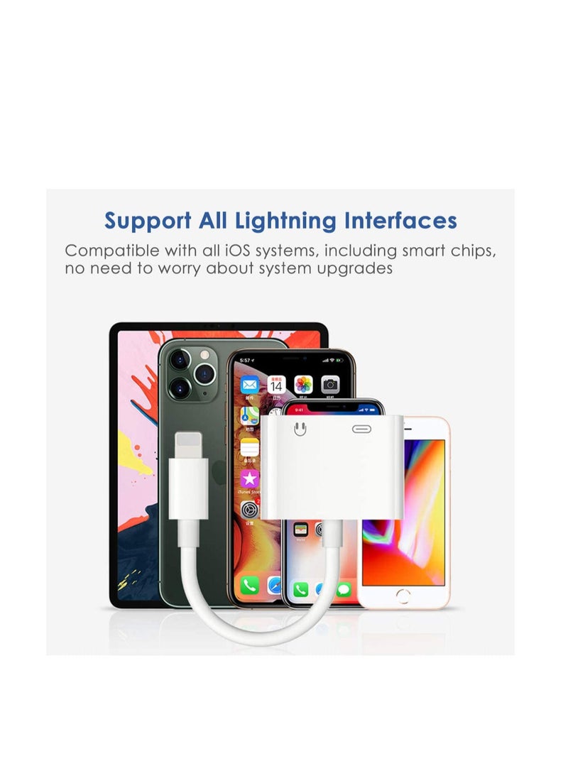 Ntech - NTECH  Headphone Adapter For iPhone (Apple MFi Certified) Dual Lightning Audio/Charger/Mic Jack/Adapter/Dongle Earphone Accessories Compatiable With iPhone 13Pro/12/11/Xs Max/X/XR/8/7-Plus Support All - Image 1