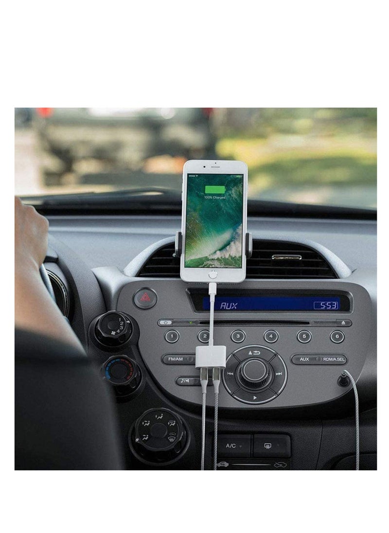 Ntech - NTECH  Headphone Adapter For iPhone (Apple MFi Certified) Dual Lightning Audio/Charger/Mic Jack/Adapter/Dongle Earphone Accessories Compatiable With iPhone 13Pro/12/11/Xs Max/X/XR/8/7-Plus Support All - Image 1