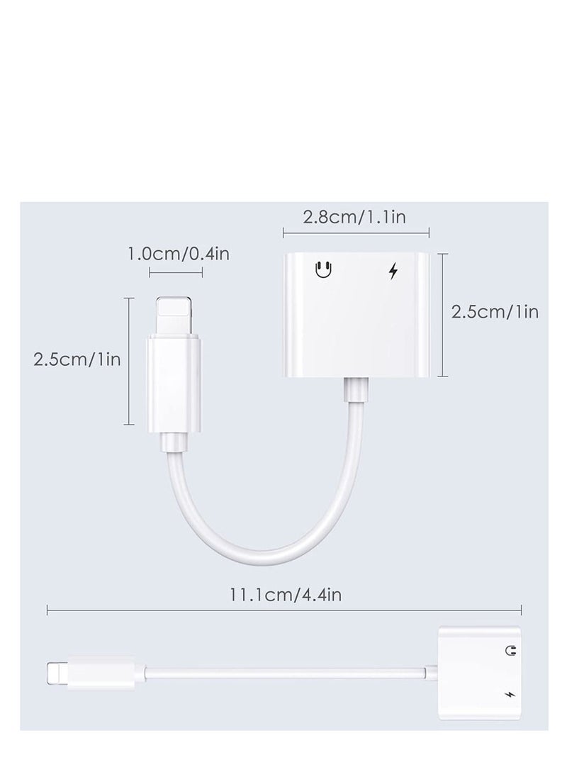 Ntech - NTECH  Headphone Adapter For iPhone (Apple MFi Certified) Dual Lightning Audio/Charger/Mic Jack/Adapter/Dongle Earphone Accessories Compatiable With iPhone 13Pro/12/11/Xs Max/X/XR/8/7-Plus Support All - Image 1