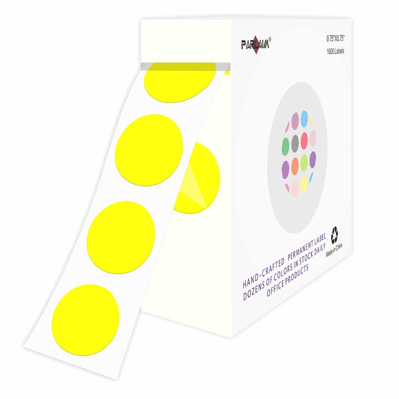 PARLAIM 075 Round Color Coding Circle Dot Stickers in Roll 1000 Labels 34 inch for Yard Sale Yellow