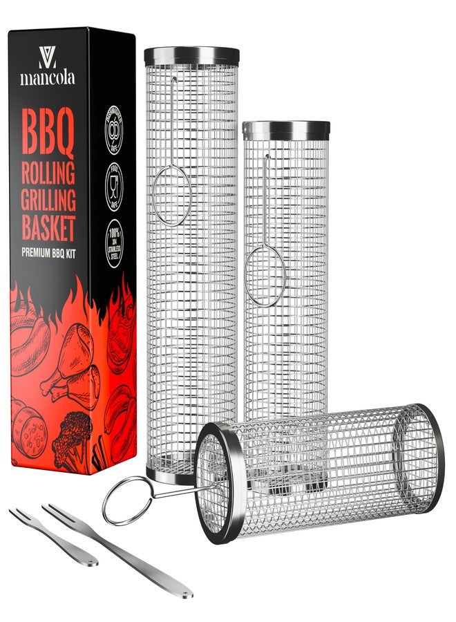 mancola BBQ Net Tube-Rolling Grilling Basket,Rolling Grilling Baskets for Outdoor Grilling,Round Stainless Steel BBQ Grill Mesh, Camping Barbecue Rack for Vegetables, French Fries, Fish - Image 4