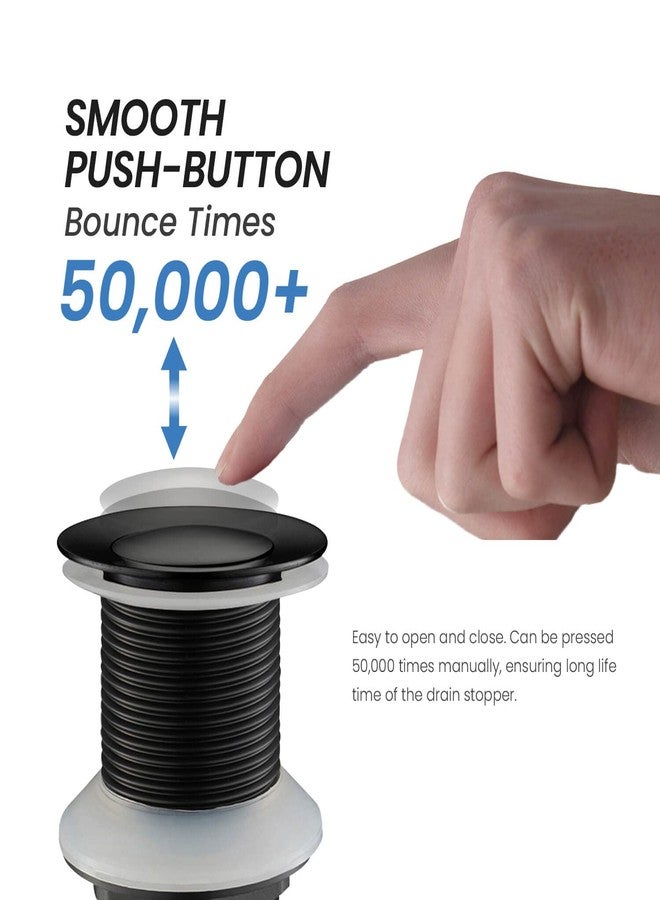 KIBI Bathroom Sink Pop Up Drain Without Overflow | Lavatory Vanity Drain Stopper for Bathroom Sink, Small Cover Design | Durable Metal Construction (Matte Black, KPW101) - Image 4