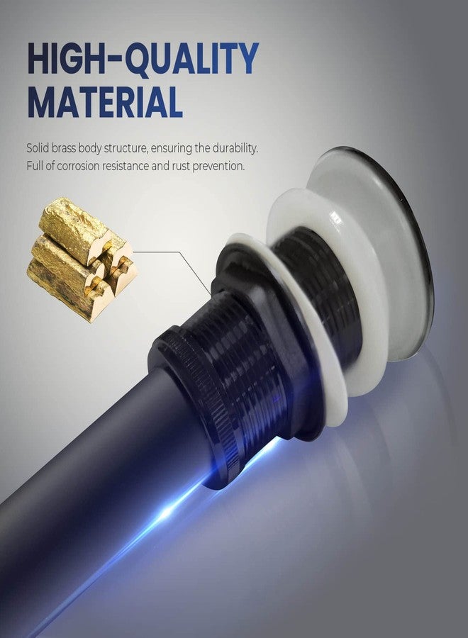 KIBI Bathroom Sink Pop Up Drain Without Overflow | Lavatory Vanity Drain Stopper for Bathroom Sink, Small Cover Design | Durable Metal Construction (Matte Black, KPW101) - Image 5