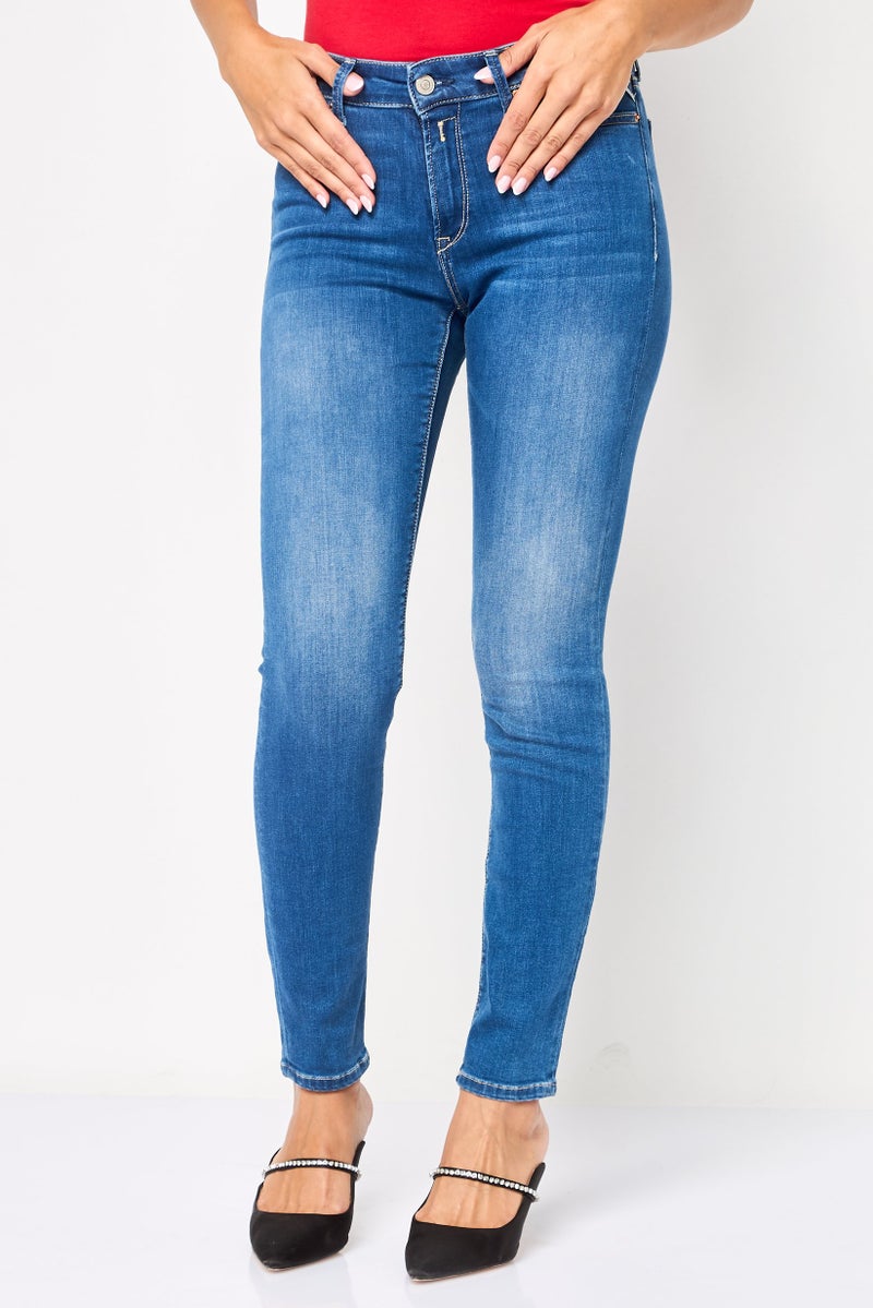 Replay Women Skinny Fit Washed Stretchable Jeans, Blue - Image 1
