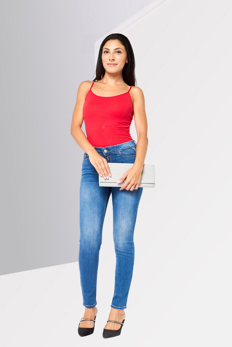 Replay Women Skinny Fit Washed Stretchable Jeans, Blue - Image 3