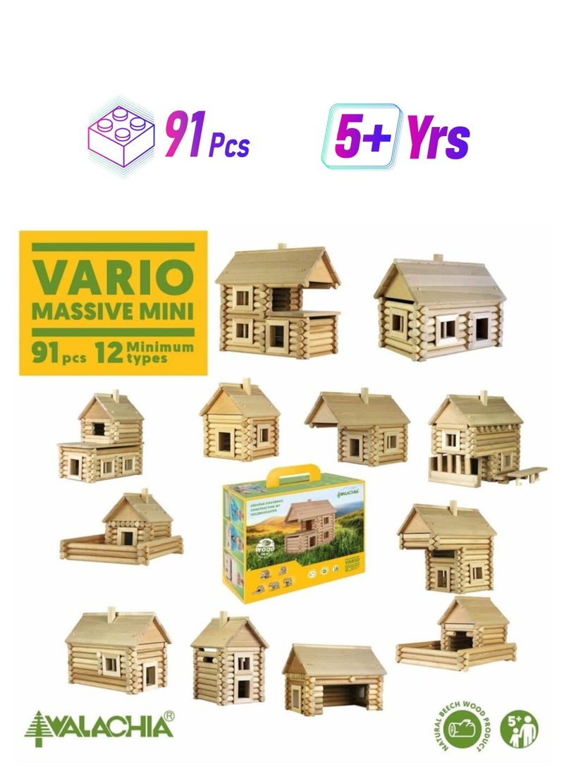 WALACHIA Vario Masive Mini Wood Building Toy - 91 Pieces - Image 1