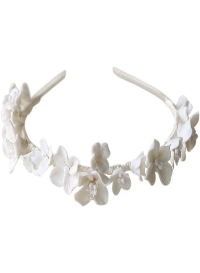 Kelendle Porcelain White Flower Headband Floral Garland Crown Halo Headpiece Goddess Accessory Pageants Birthday Wedding Party - Image 1