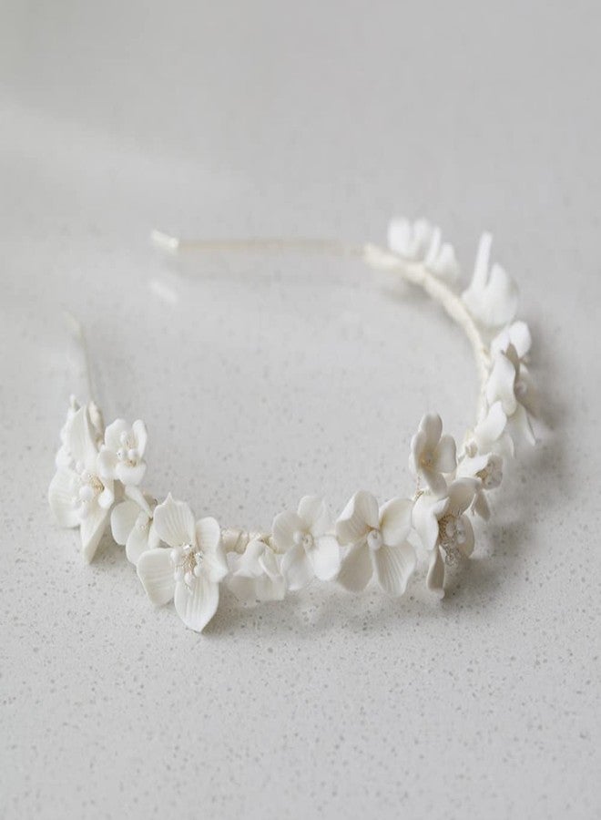 Kelendle Porcelain White Flower Headband Floral Garland Crown Halo Headpiece Goddess Accessory Pageants Birthday Wedding Party - Image 3