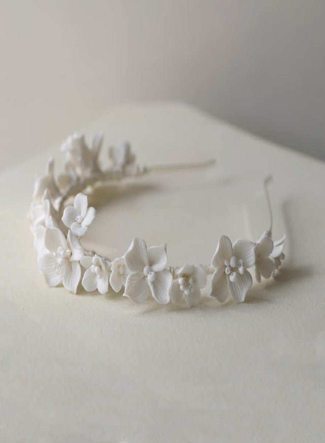 Kelendle Porcelain White Flower Headband Floral Garland Crown Halo Headpiece Goddess Accessory Pageants Birthday Wedding Party - Image 5