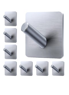 Excefore Heavy Duty Adhesive Hooks, 8 Pack Bath Towel Hooks , Matte Stainless Steel Bathroom Organizer, Adhesive Wall Hooks for Bathrooms, Coat, Robe, Kitchen, Non-Punching self-Adhesive Hooks, Silver  - Image 1