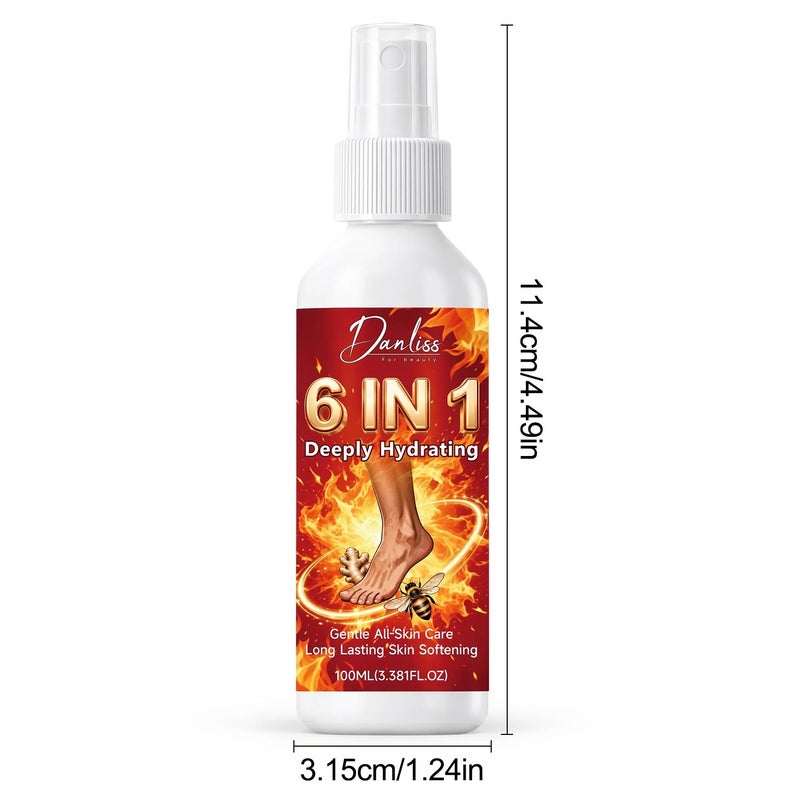 Danliss 6-in-1 Deep Nourishing Foot Spray 100ml - Ginger and Bee Venom Moisturizing - Image 5