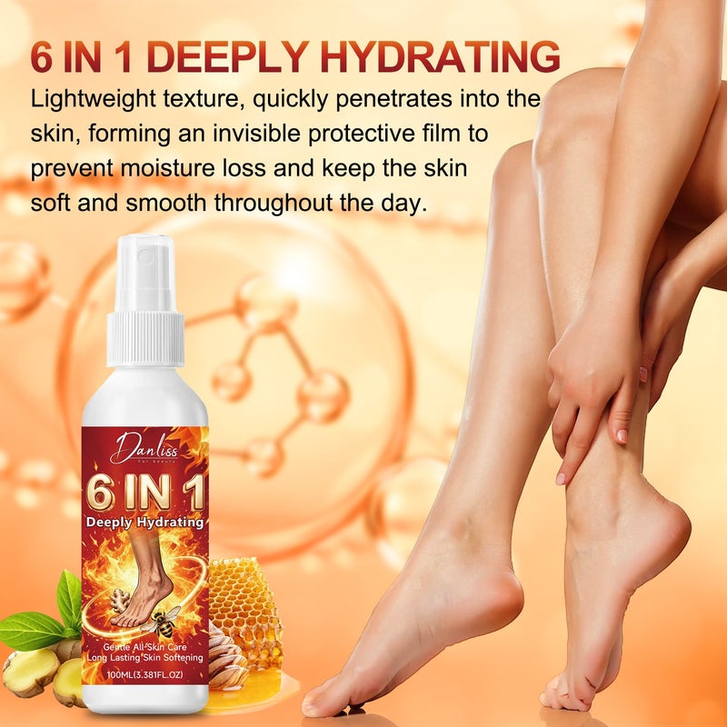 Danliss 6-in-1 Deep Nourishing Foot Spray 100ml - Ginger and Bee Venom Moisturizing - Image 2