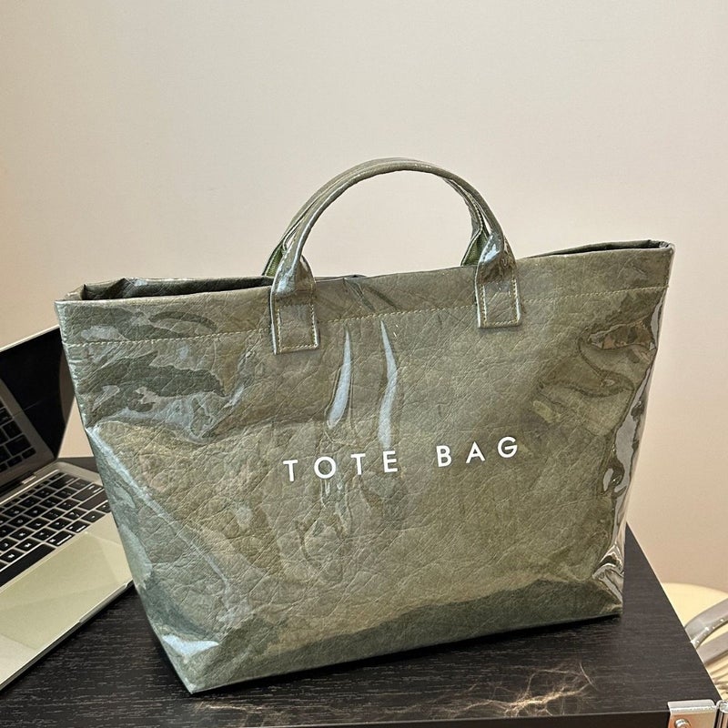 Tote Bag Vintage Dupont Letter Casual All-Match Handbag Minimalist Transparent Simple Commuting Large Capacity Bag For Women - Image 2