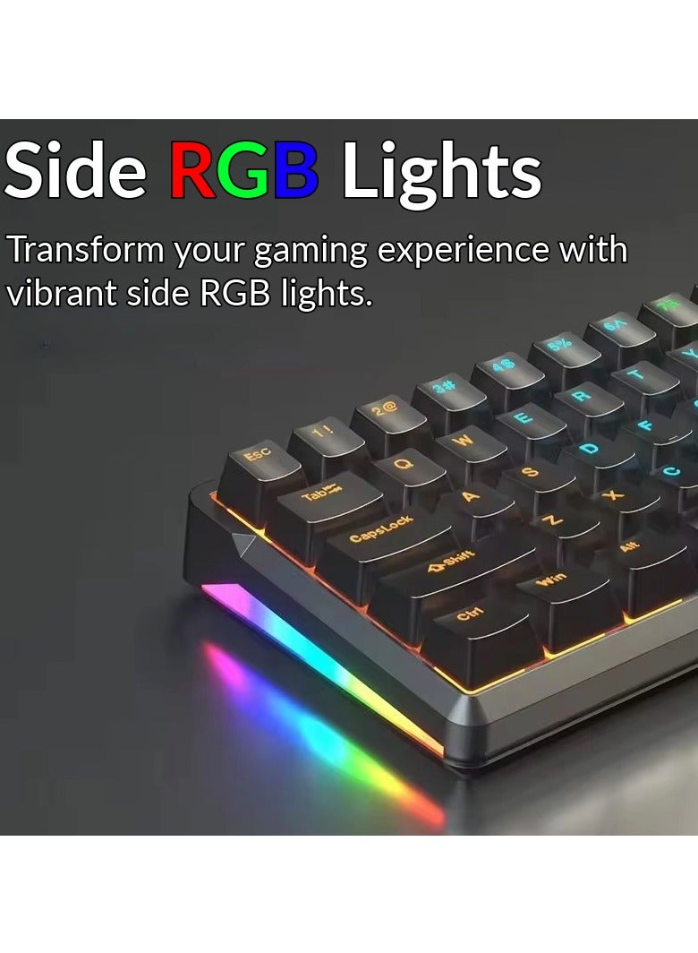 Mechanical Gaming Keyboard, 68 Key, Red/Blue Switch, RGB Lights, Arabic, Wired USB Type C, waterproof, Anti-Dust, Royal Blue, Blue Switch - Image 3