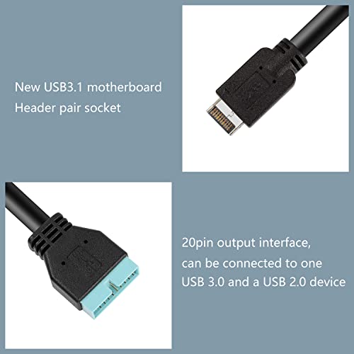 XMSJSIY USB 3.1 Type-E Male to USB 19/20 Pin Header Male Adapter Extension Cable for Motherboard for 30cm - Image 2