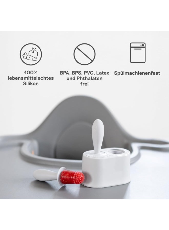 ezpz Tiny Pops (2-Pack) - Silicone Popsicle Mold Ice Cream Mold for Infants - Easy for Baby’s Grasp - Dishwasher Safe - 4 Months+ (Pewter) - Image 2