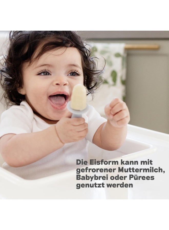 ezpz Tiny Pops (2-Pack) - Silicone Popsicle Mold Ice Cream Mold for Infants - Easy for Baby’s Grasp - Dishwasher Safe - 4 Months+ (Pewter) - Image 3