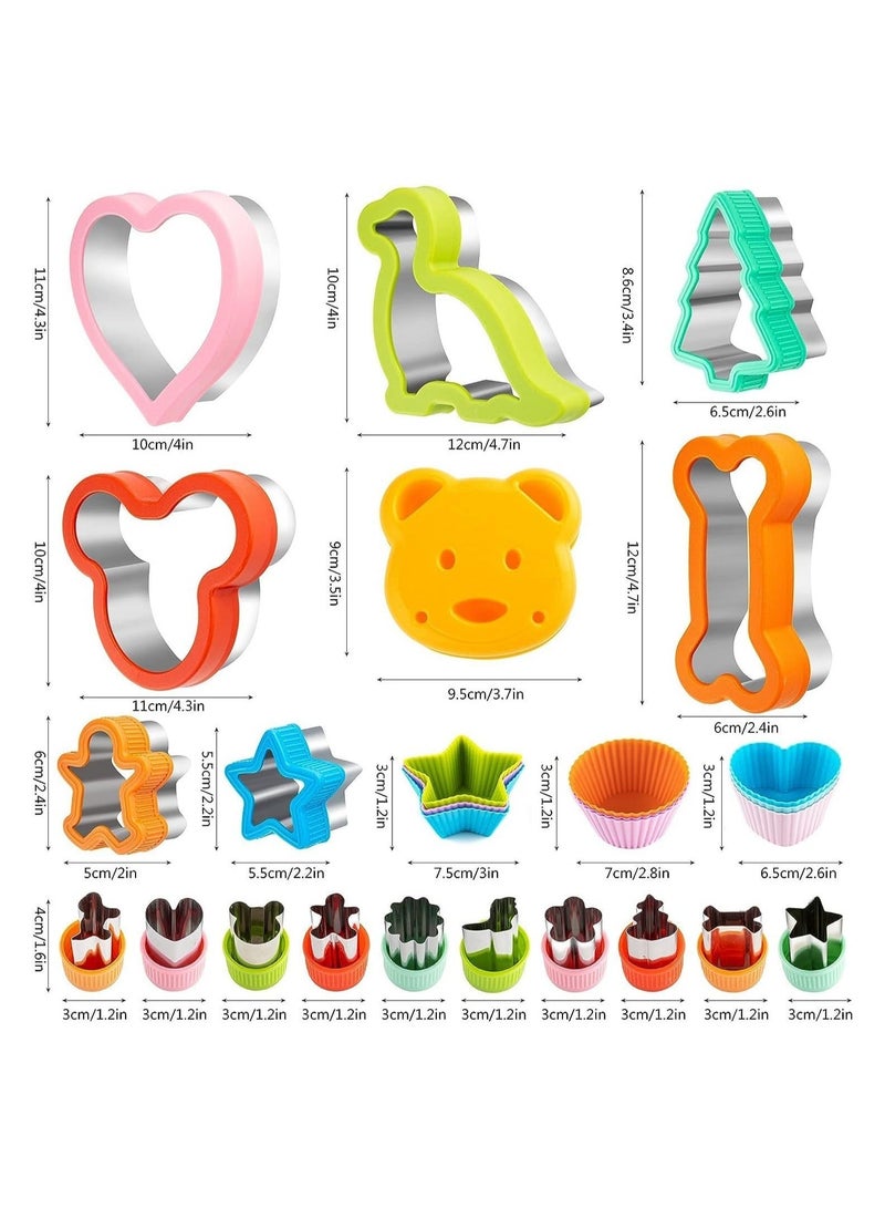 الأزرق جي دبليو Sandwich Cutter for Kids 48 Pcs,  Cookie Cutters, Fruit Vegetable Shapes, DIY Mold Food Picks Bento Box,  Dinosaur Star Square Heart Shape - Image 5