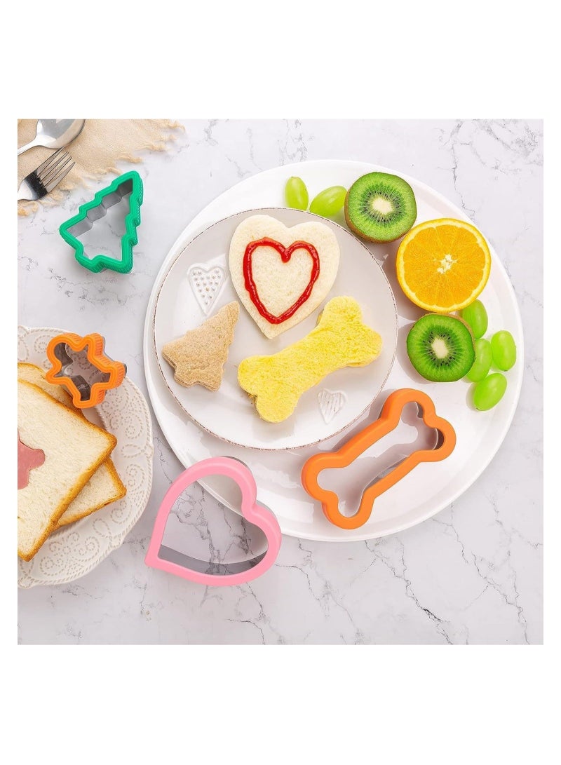 الأزرق جي دبليو Sandwich Cutter for Kids 48 Pcs,  Cookie Cutters, Fruit Vegetable Shapes, DIY Mold Food Picks Bento Box,  Dinosaur Star Square Heart Shape - Image 2