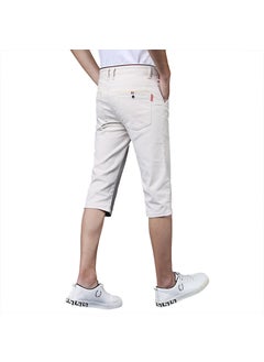 Casual Shorts Men Elastic Four Seasons Classic 7-pants Multi-color Straight Cylinder Design Suitable Young Men 986 m White 7 points