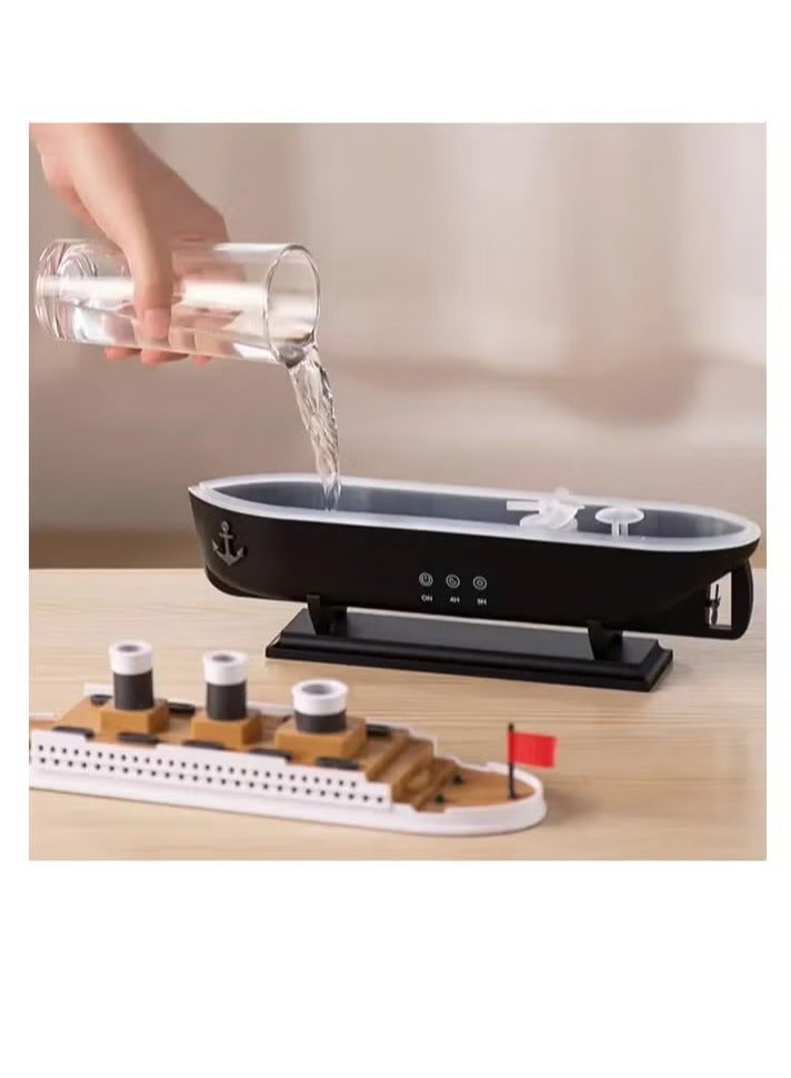 Titanic Ship Model Essential Oil Diffuser & Cool Mist Humidifier – 250ml Vintage Aromatherapy with Jellyfish Smoke Ring Spray, 4 LED Light Modes, Ultra-Quiet (28dB), 8H Timer, Auto Shut-Off, Remote Control, BPA-Free – Perfect for Home, Office, Baby & Unique Gifts - Image 3