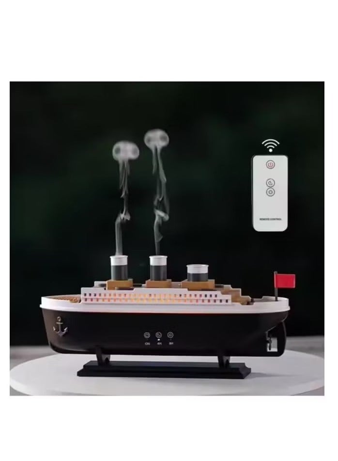 Titanic Ship Model Essential Oil Diffuser & Cool Mist Humidifier – 250ml Vintage Aromatherapy with Jellyfish Smoke Ring Spray, 4 LED Light Modes, Ultra-Quiet (28dB), 8H Timer, Auto Shut-Off, Remote Control, BPA-Free – Perfect for Home, Office, Baby & Unique Gifts - Image 4