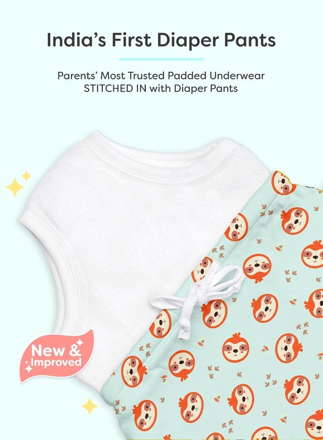 superbottoms Diaper Pants | Cotton Baby Cotton Pants with Attached Padded Underwear | Ideal for Diaper-Free Time, Outings & Potty Training | Unisex Printed | 9-12M | Soft Fit - Image 2