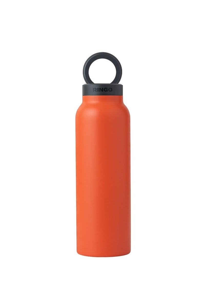 Ringo - Water Bottle 32Oz + Free Magnetic Booster Ring | Stainless Steel Hydration Bottle w/ Integrated MagSafe Phone Mount, 12Hrs Hot/24Hrs Cold, BPA-Free , Works w/ All Devices Android & iOS - Orange - Image 1