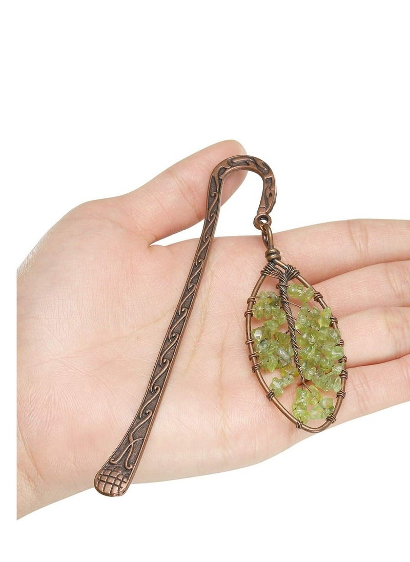 1pc Antique Copper Metal Bookmark Beading Bookmarks with Handmade  Leaf Bead - Image 3