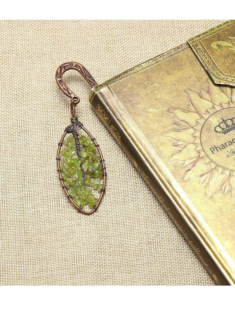 1pc Antique Copper Metal Bookmark Beading Bookmarks with Handmade  Leaf Bead - Image 1