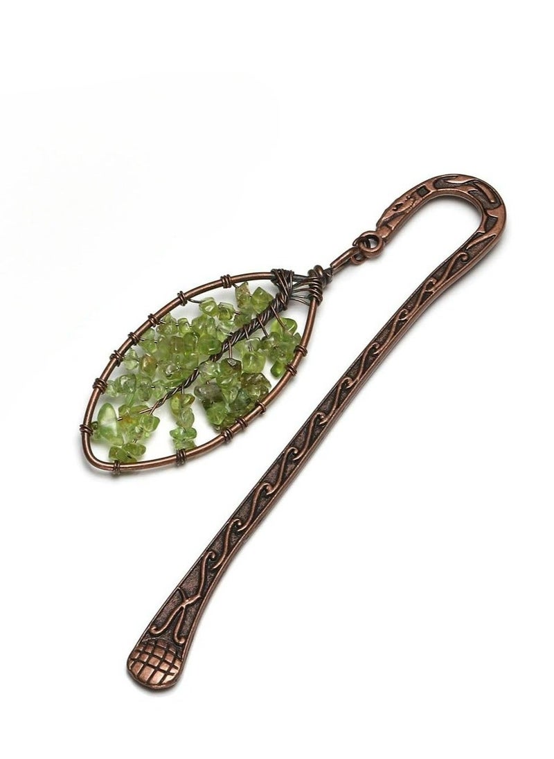 1pc Antique Copper Metal Bookmark Beading Bookmarks with Handmade  Leaf Bead - Image 2