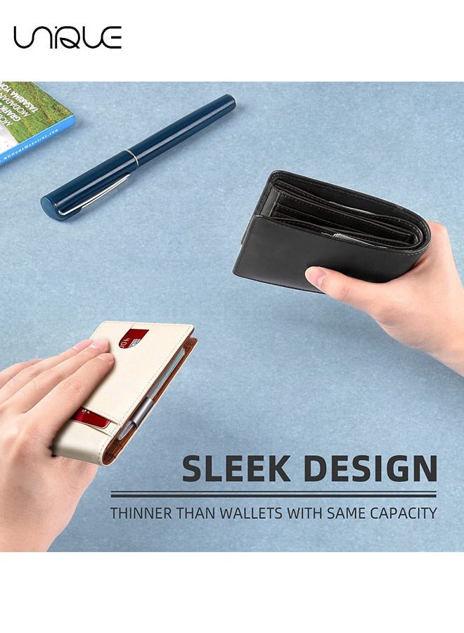 Unique Wallet for Men Slim Larger Capacity with 12 Slots RFID Blocking Men's Wallet Minimalist Front Pocket Bifold Leather with ID Window Gift Box - Image 5