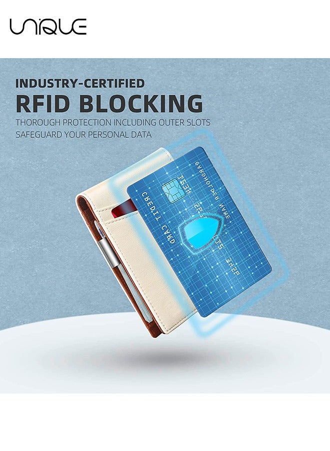 Unique Wallet for Men Slim Larger Capacity with 12 Slots RFID Blocking Men's Wallet Minimalist Front Pocket Bifold Leather with ID Window Gift Box - Image 4