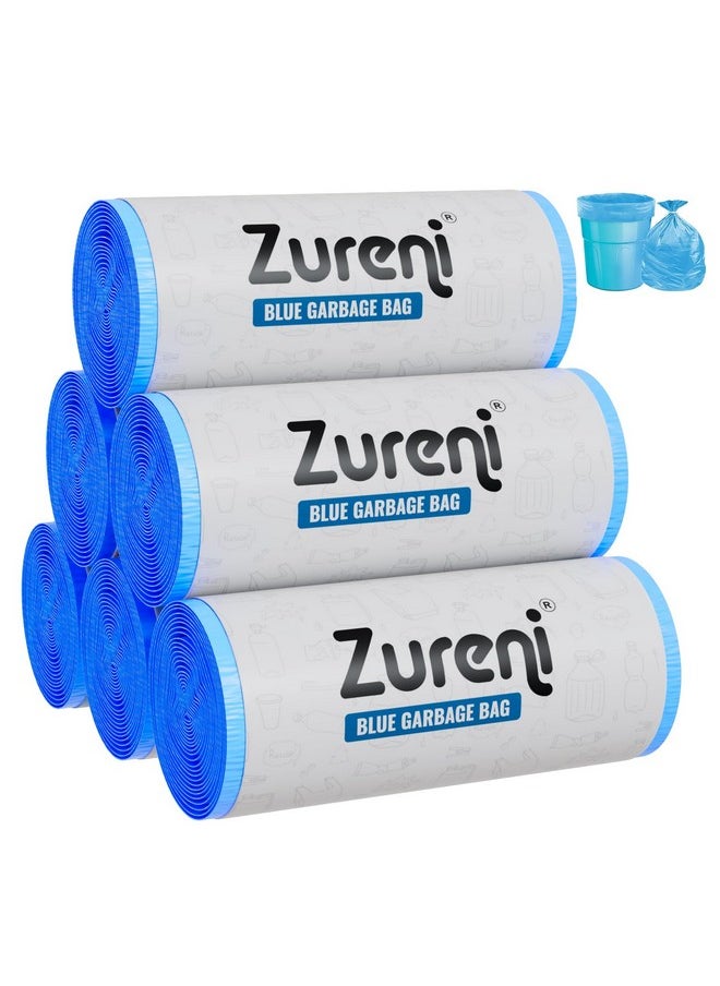 Zureni Zureni Garbage Dustbin Bags (Medium, 48 x 53 cm or 19" x 21") Drawstring Anti-drip Trash Waste Basket Bag for Kitchen Office Warehouse Pantry (Blue, 6 x 30 Pcs/Roll)  - Image 1