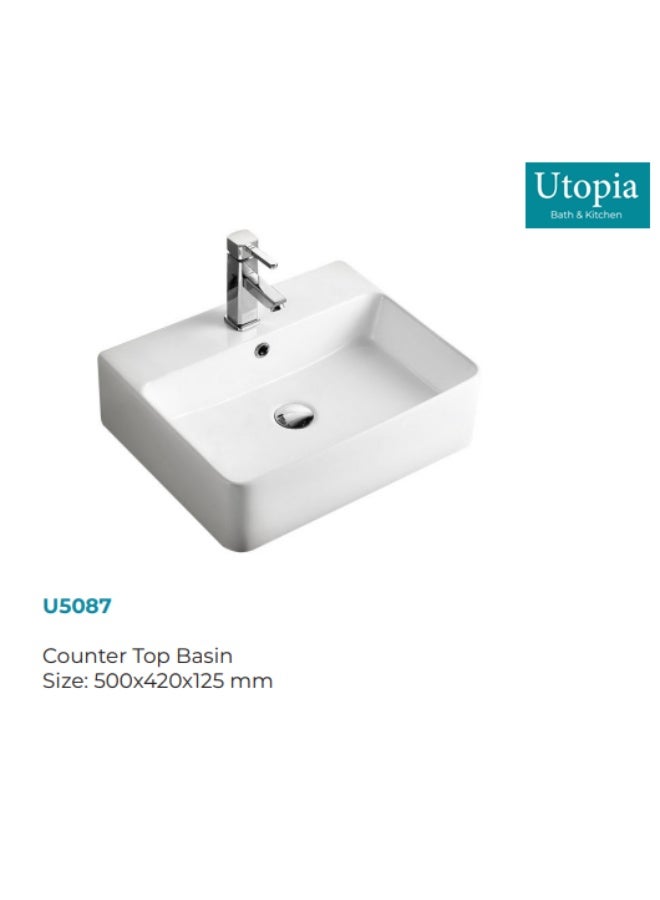 UTOPIA Counter Top Basin 500*420*125 mm, White (UK-Origin)
