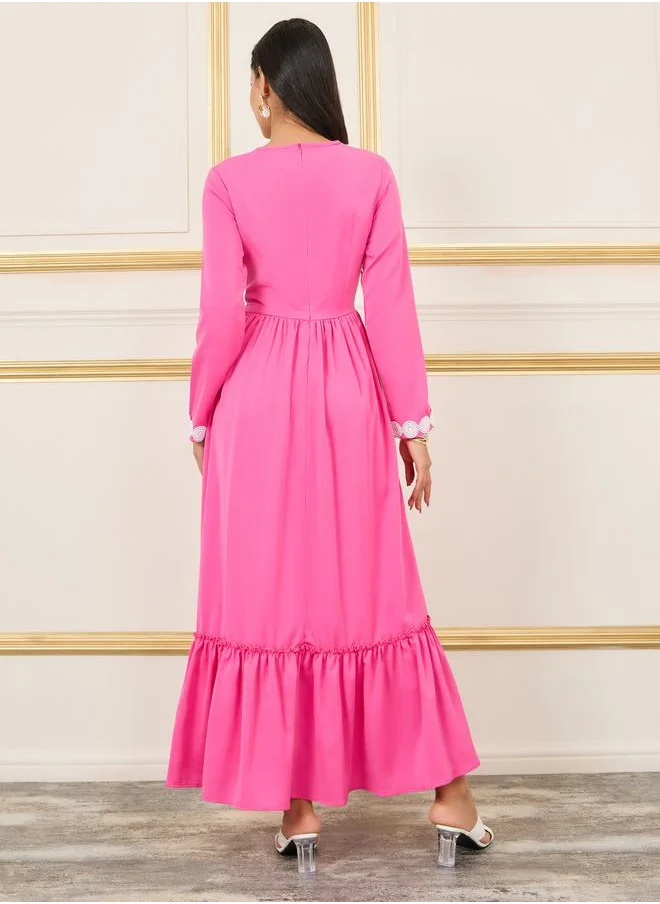 ستايلي Embroidered Detail Tiered Maxi Dress