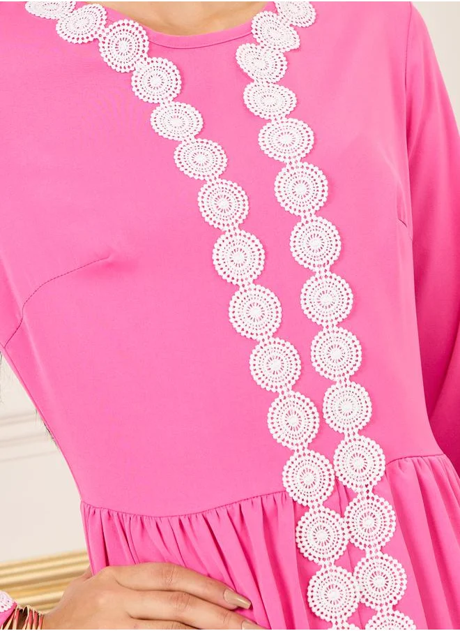 ستايلي Embroidered Detail Tiered Maxi Dress